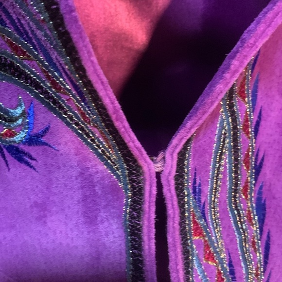 Bob Mackie Wearable Art Purple Suede Vest Womans Small Vintage Retro 90s Leather - Picture 8 of 17